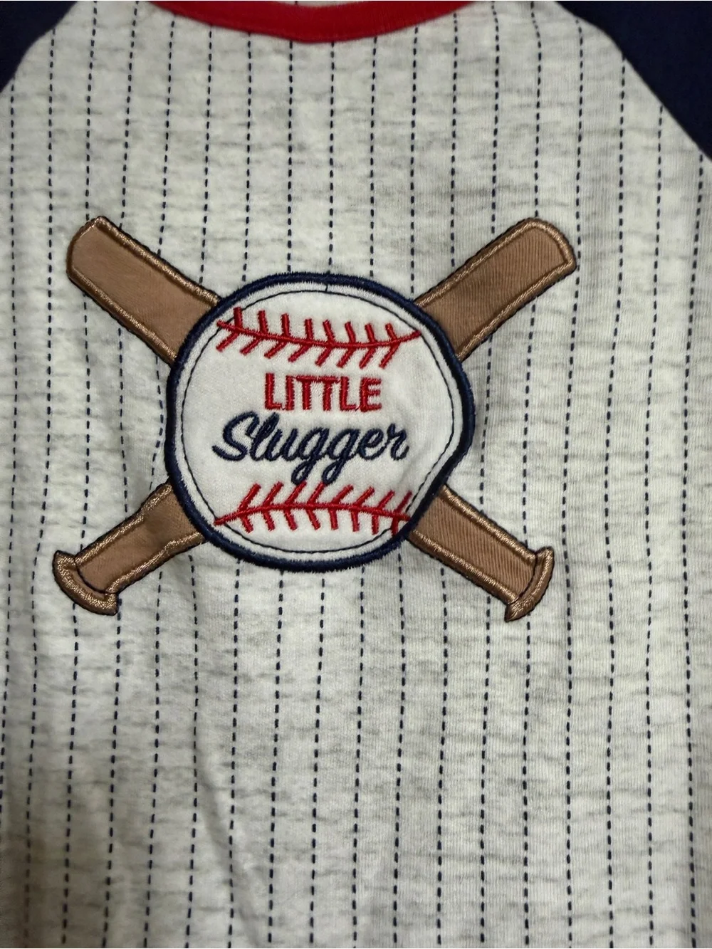 Baby Starters Navy, White & Red Little Slugger Footed One-Piece